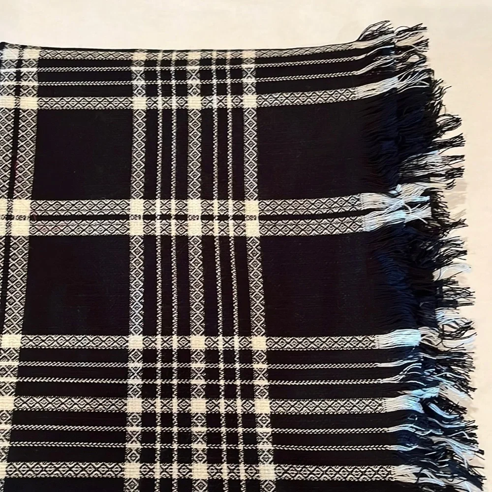 Amanda Smith Black and White Plaid Scarf. 48” x 48”